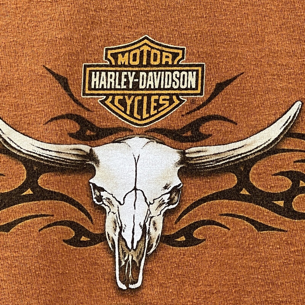 Harley‎ Davidson Y2K Hanes Beefy T shirt Men 2XL Orange Oklahoma Graphic USA Top
